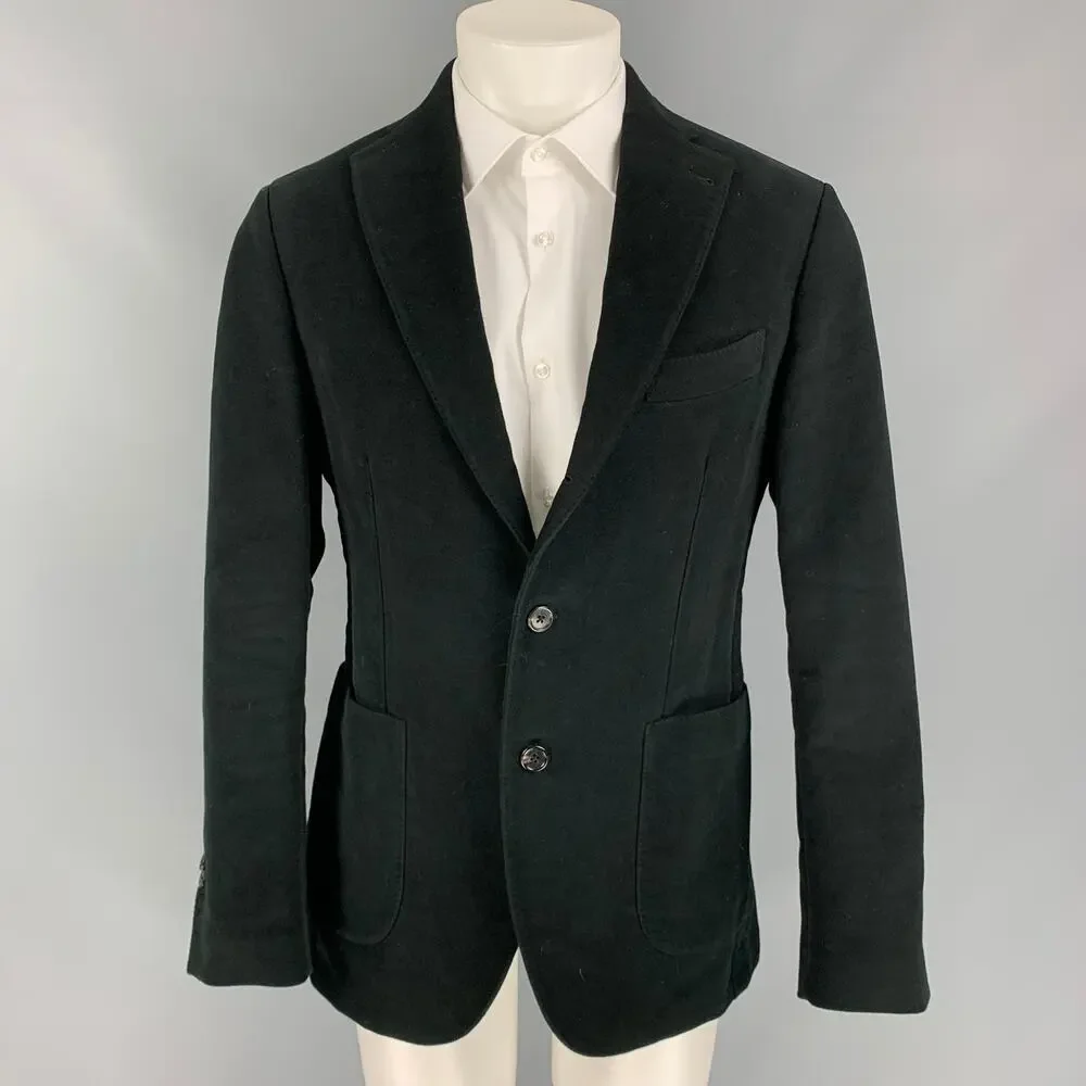 GABRIELE PASINI Size 40 Black Cotton Single Breasted Sport Coat